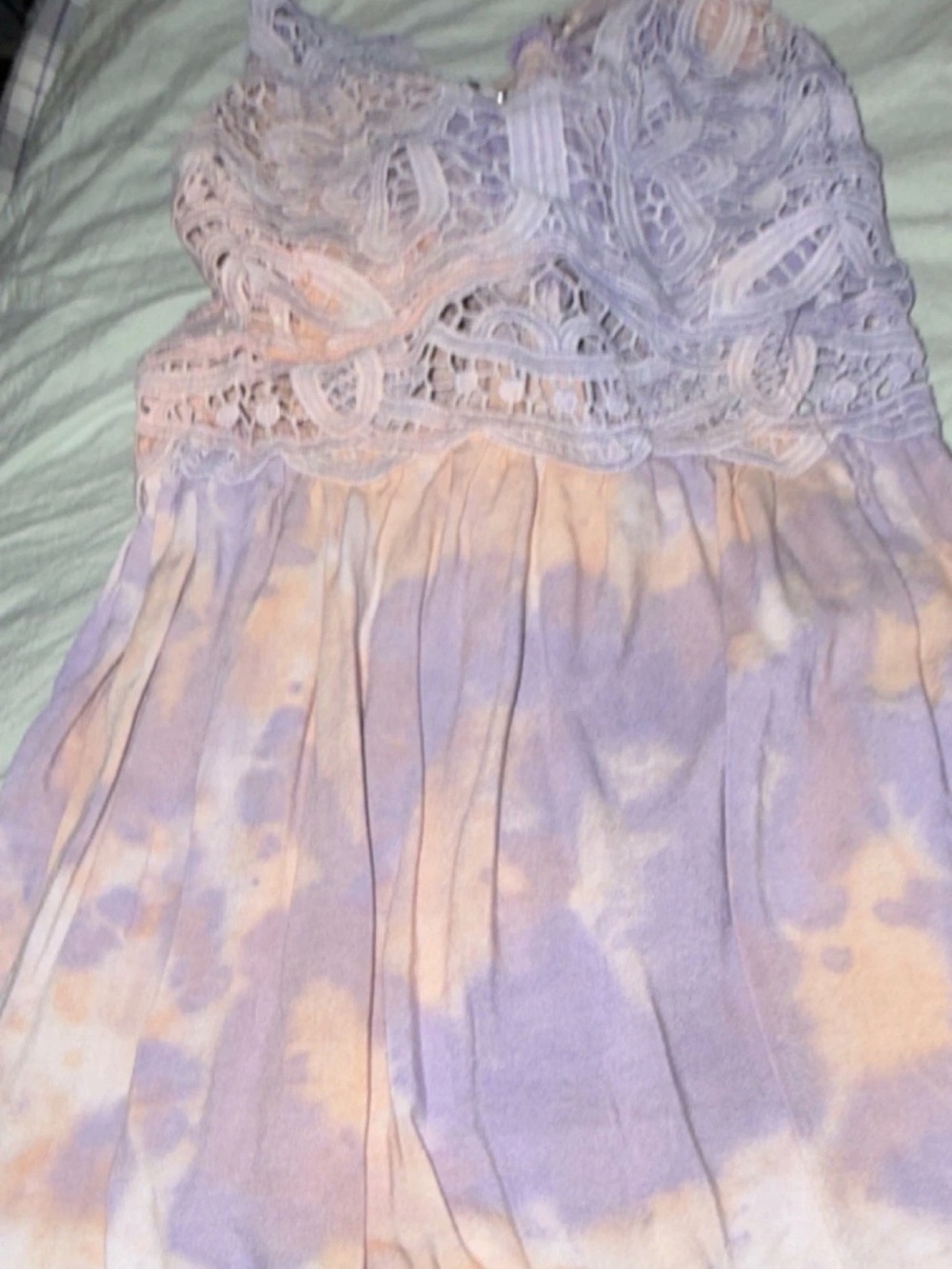 Self-Lavender and Peach Lace Bodice Tunic